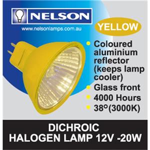 Nelson 20w Yellow Halogen Globe