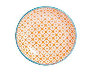 Nicola Spring Hand Printed Sauce Dish - Japanese Style Porcelain Soy Olive Oil Dipping Plates - 10cm - Orange