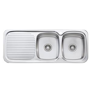 Oliveri LakeLand Double Bowl Topmount Sink - With Drainer