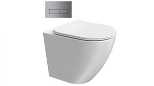 Parisi Ellisse MK II Wall Faced Toilet Suite with Blade Rectangular Chrome Flush Plate