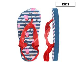 Peppa Pig Girls' Flip Flops With Heel Elastic Band - Blue/Red