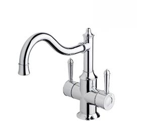 Phoenix Nostalgia Twin Handle Sink Mixer 220mm Shepherds Crook Chrome NS714 CHR