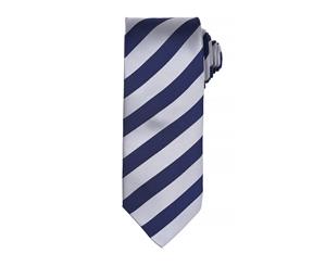 Premier Mens Club Stripe Pattern Formal Business Tie (Pack Of 2) (Silver/Navy) - RW6944