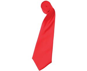 Premier Mens Plain Satin Tie (Narrow Blade) (Pack Of 2) (Strawberry Red) - RW6934