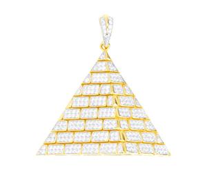 Premium Bling - 925 Sterling Silver 3D Pyramid Pendant gold - Gold