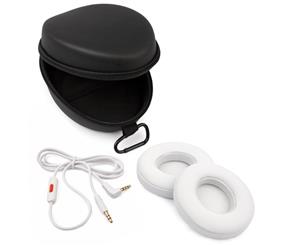 REYTID Replacement Cable Carry Case and Ear Cushion Kit Compatible with Beats by Dr. Dre Solo2 Solo 2.0 Headphones - White - Black/White/White