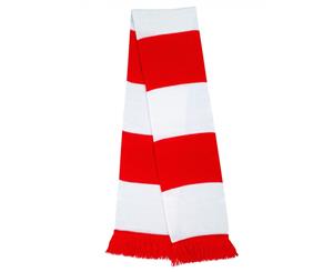 Result Mens Heavy Knit Thermal Winter Scarf (White/Red) - BC876