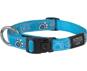 Rogz Beach Bum Adjustable Collar - Large (13-22 inch) - Turquoise Paw