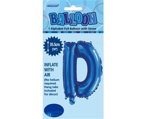 Royal Blue D Alphabet Foil Balloon 35cm