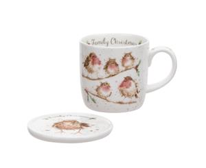 Royal Worcester Wrendale Robin Family Christmas Mug and Coaster