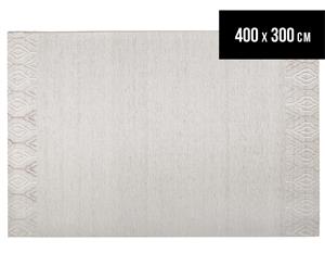 Rug Culture 400x300cm Jacquard Wool & Viscose Modern Rug - Ivory/Grey