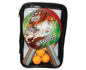 STORM Table Tennis Ping Pong Bats SET Includes 4 BATS 3x Table Tennis Balls Case