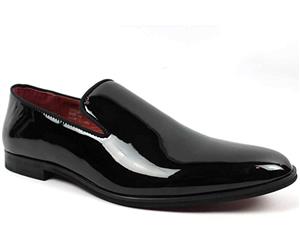 Santino Luciano Men's Slip On Black Patent Leather Tuxedo Loafer Dress Shoes ...