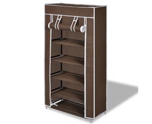 Shoe Cabinet with Cover Brown Fabric Storage Organiser Rack Wardrobe