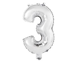 Silver 3 Numeral Foil Balloon 35cm