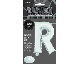 Silver R Alphabet Foil Balloon 35cm