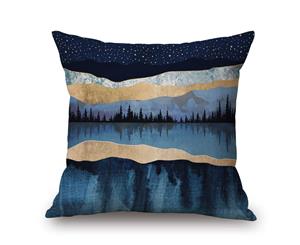 Simple Colored Landscape Painting on Cotton&linen Pillow Cover 84407