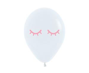 Sleepy Eyes Fashion White 30cm Latex Balloons Pink Ink 50pk