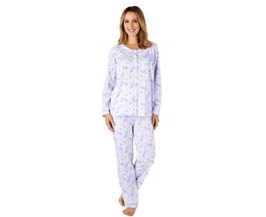 Slenderella PJ4118 Jersey Floral Cotton Pyjama Set - Blue