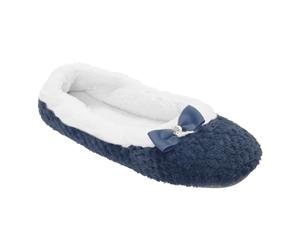 Slumberzzz Womens/Ladies Textured Ballet Slippers (Navy) - SL740