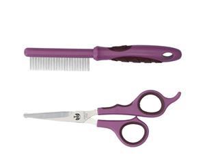 Soft Protection MediumToothed Detanging Comb & Ear/Face Scissors For Dog Cat