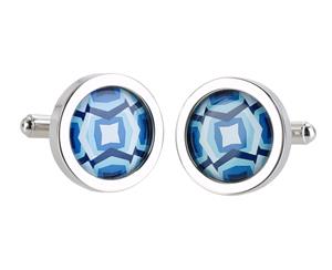 Sonia Spencer Chunky Dome Blue Overlap Square Cufflinks