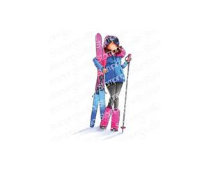 Stamping Bella Cling Stamps - Curvy Girl Loves To Ski - Stamp is approx. 4.5 x 2 inches.