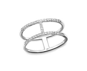 Sterling Silver Line Cubic Zirconia Midi Ring