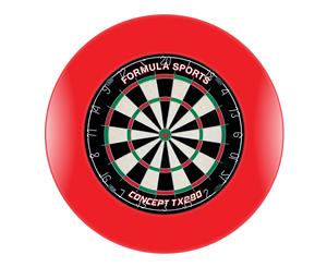 TX290 Genuine Bristle Dart Board and RED Dartboard Surround with Darts
