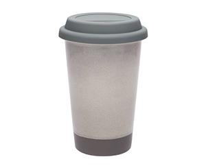 TakeAway Out Ceramic Double Wall Mug 340ml Grey