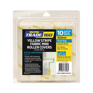 Uni-Pro Trade 160mm Yellow Stripe Fabric Roller Cover - 10 Pack