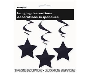 Unique Party Star Swirls Decorations (Pack Of 3) (Black) - SG11126