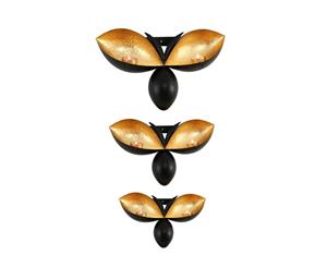 Wall Mounted Bee Shaped Metal Tea Light Candle Holder - Set of 3