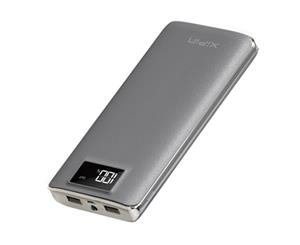 Xipin 20000mAh Power Bank 5V2A Dual USB Output Powerbank Grey Leather Textured Housing and LED Display S12 Super