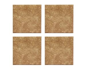 iStyle Set of 4 Metallic Faux Leather Coasters Gold