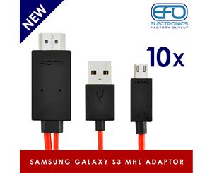 10Pc 10X Samsung Galaxy Siii Mhl Micro Usb To Hdmi + Usb Power Hdtv Adaptor 2M 1080P S4