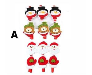 12x Christmas Wooden Photo Clips Pegs Xmas Card Holder Decor Santa Reindeer Tree [Design Design A]