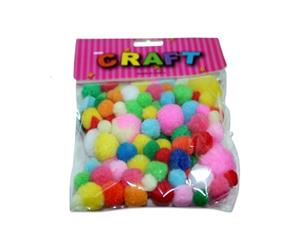 15g of Multi Coloured Plush Pom Poms Assorted Sizes 1-2.5cm MQ500