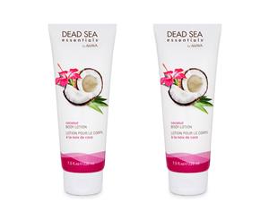 2PK Ahava Dead Sea 220ml Essentials Coconut Oil Soothing/Re Hydrate Body Lotion