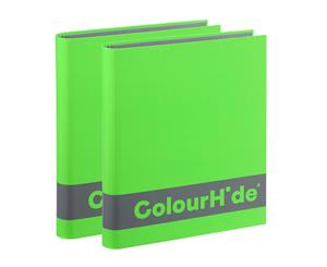 2PK ColourHide A4 200 Sheets Silky Touch Ring Binder/Folder Paper Organiser GRN