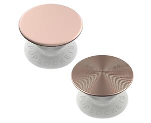 2pc PopSockets Swappable PopGrip Universal Grip w/Base Twist/Rose Gold Aluminium