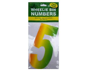 2pce Number 5 Wheelie Bin Number Stickers Rainbow Twin Pack Adhesive Waterproof