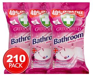 3 x Green Shield Bathroom Surface Wipes 70pk