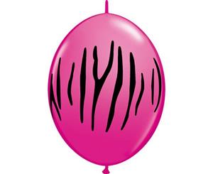 30cm Wild Berry Pink Quick Link Zebra Stripes Latex Balloons Pack of 50