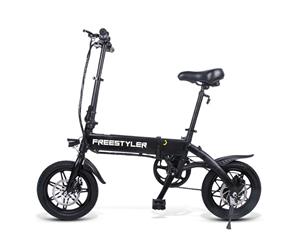 3rd Gen Freestyler 14" Full Aluminium Foldable 250W E-Bike Electric Bicycle 6.6Ah 250W Hub Motor - Black