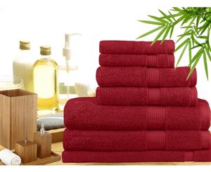 600GSM Bamboo Egyptian Cotton 7 Pieces Bath Towel Set Red