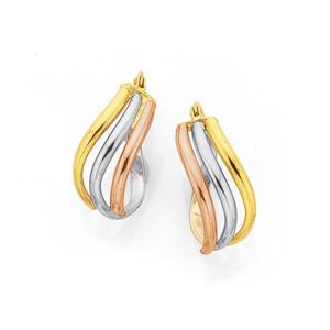 9ct Gold Tri Tone Hoop Earrings