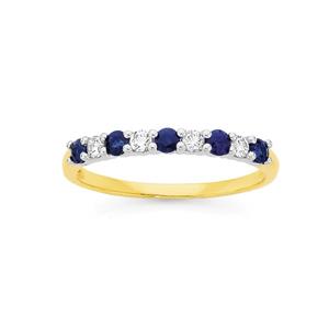 9ct Gold Two Tone Sapphire & Diamond Band