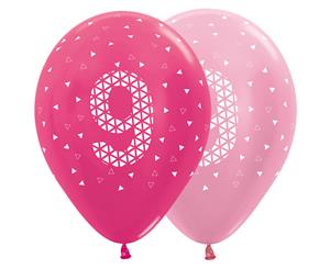 9th Met & Prl Pink 30cm Latex Balloons AOP Wht Ink 50pk