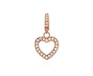 Affinity Open Heart Charm with Swarovski Crystals - Rose Gold Plated